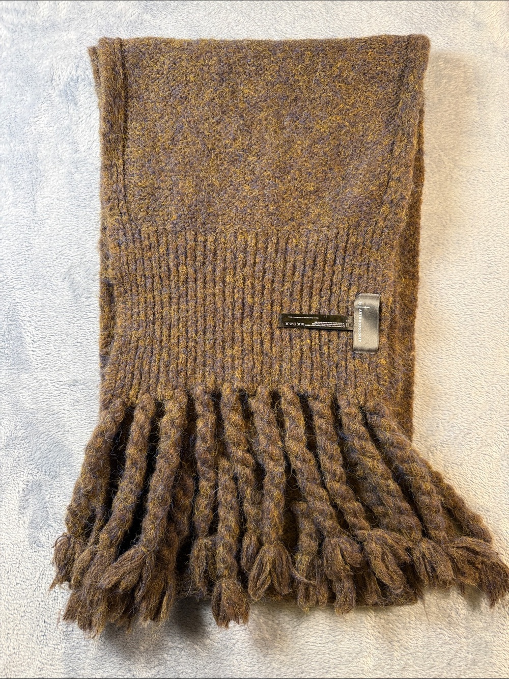 Anthropologie Brown Marled Fringe Scarf